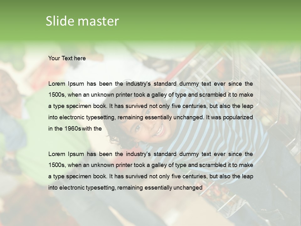 A Young Boy Standing In Front Of A Shopping Cart PowerPoint Template