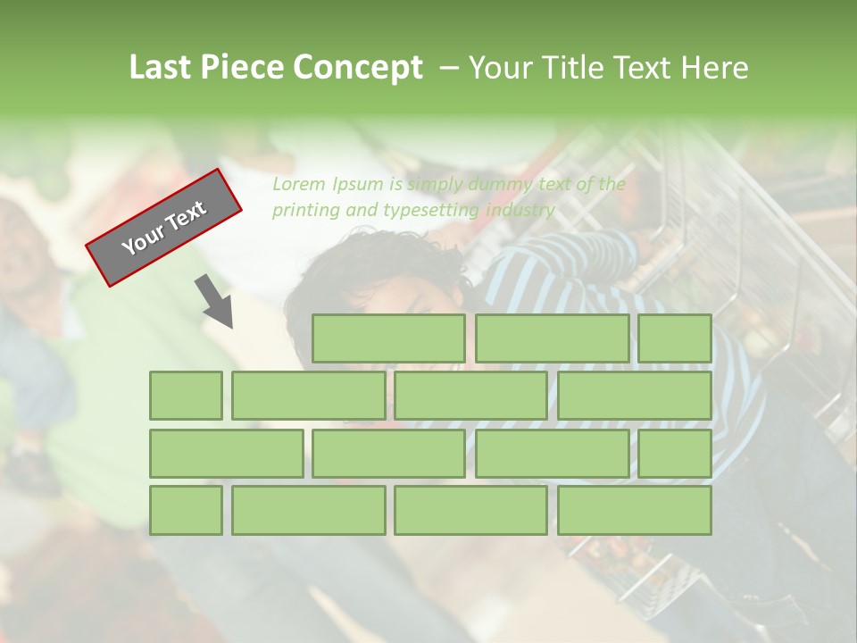 A Young Boy Standing In Front Of A Shopping Cart PowerPoint Template
