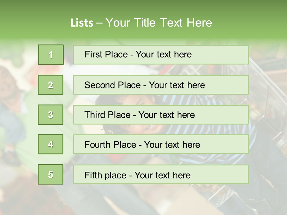 A Young Boy Standing In Front Of A Shopping Cart PowerPoint Template