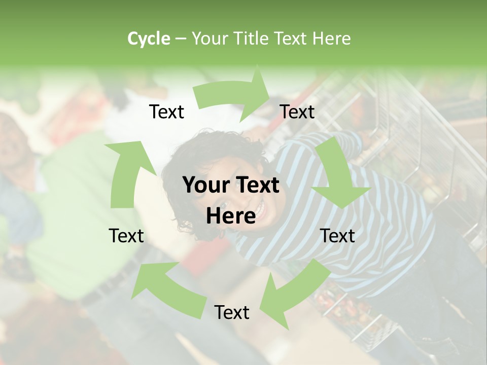 A Young Boy Standing In Front Of A Shopping Cart PowerPoint Template