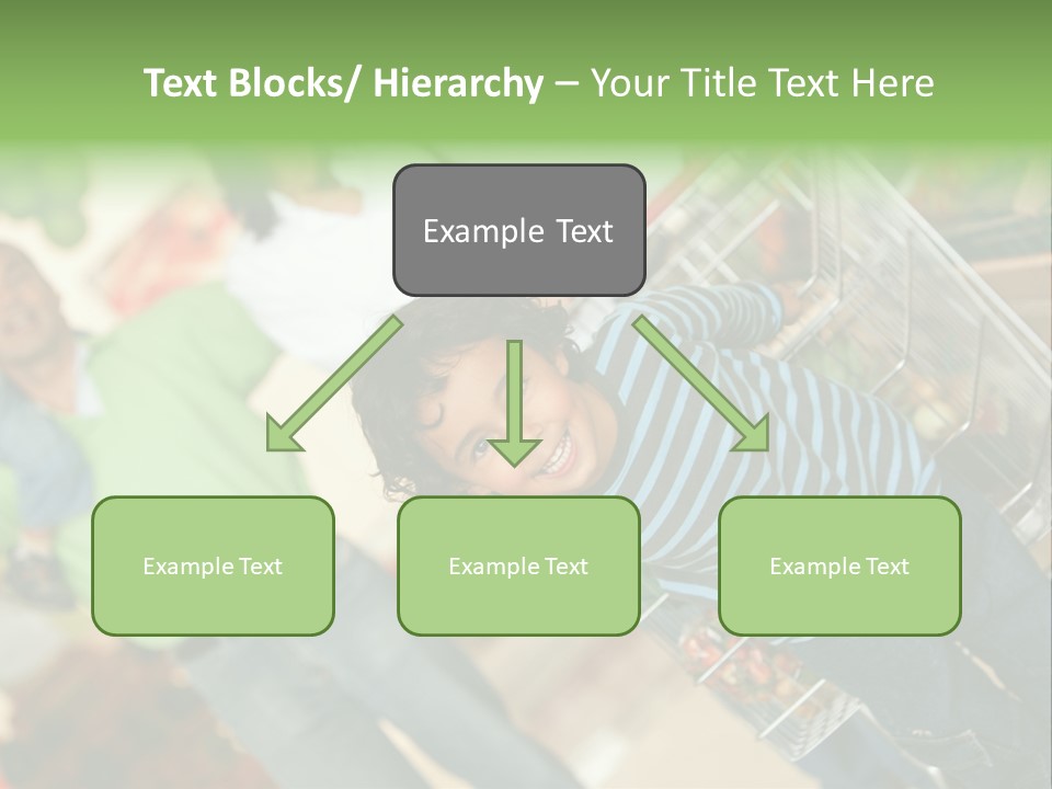 A Young Boy Standing In Front Of A Shopping Cart PowerPoint Template