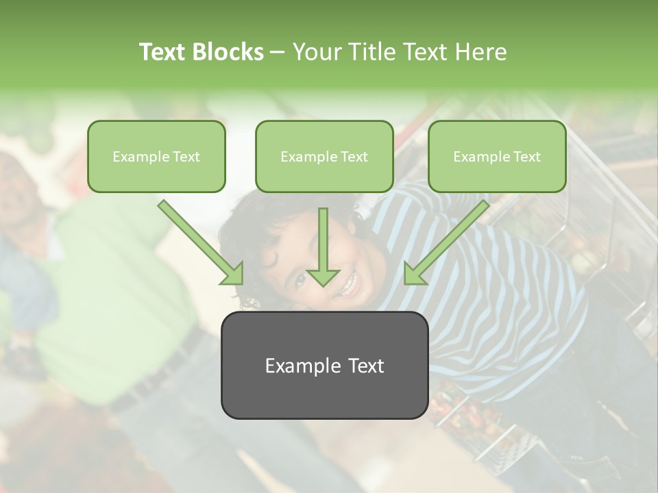 A Young Boy Standing In Front Of A Shopping Cart PowerPoint Template