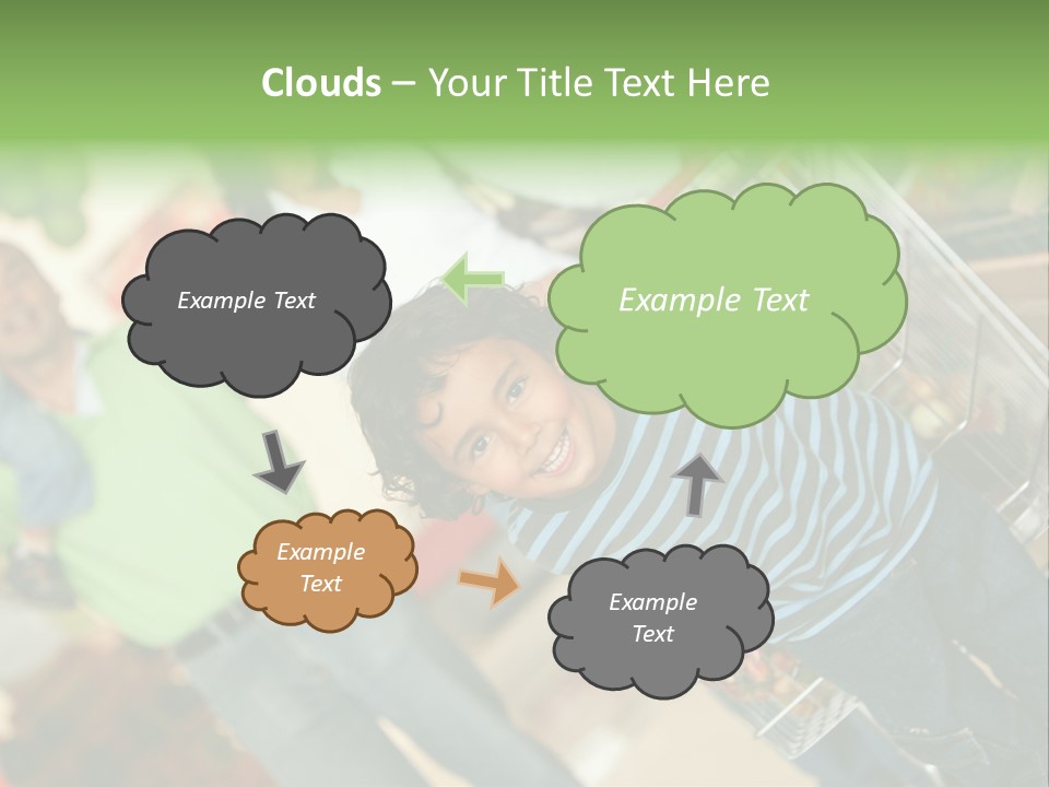 A Young Boy Standing In Front Of A Shopping Cart PowerPoint Template