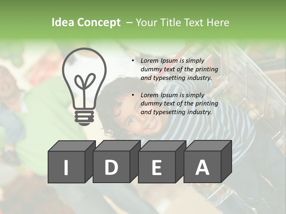 A Young Boy Standing In Front Of A Shopping Cart PowerPoint Template