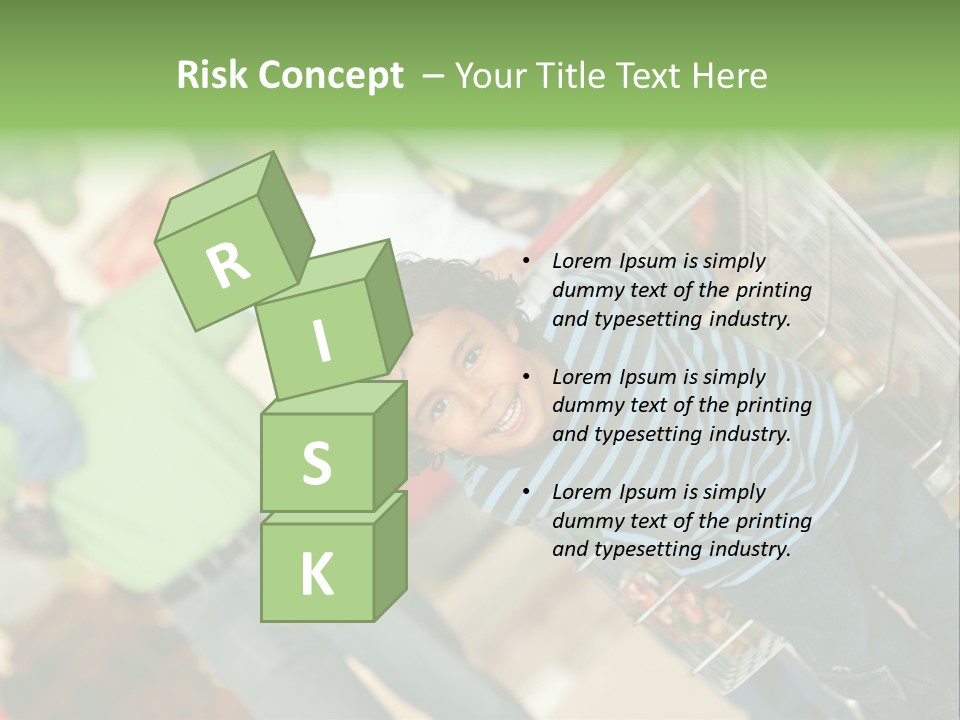 A Young Boy Standing In Front Of A Shopping Cart PowerPoint Template