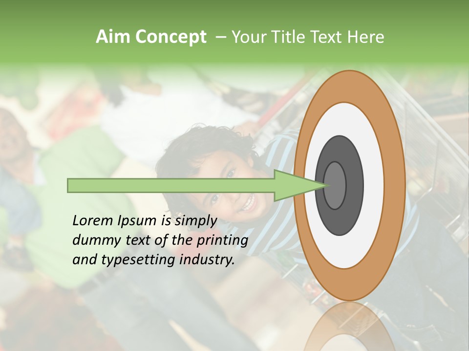 A Young Boy Standing In Front Of A Shopping Cart PowerPoint Template