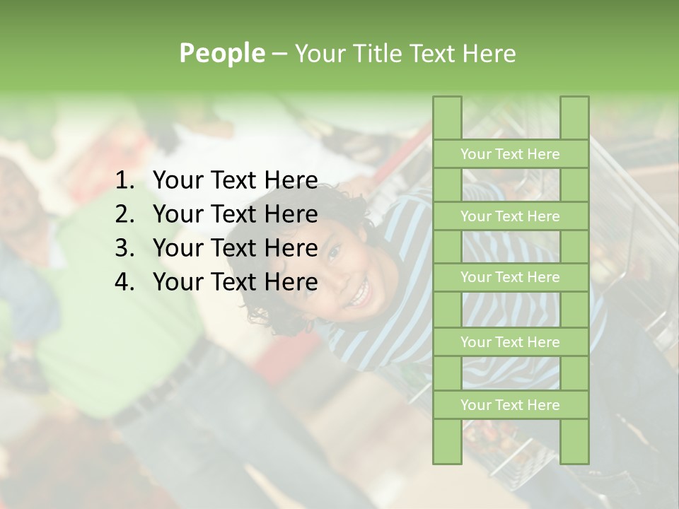 A Young Boy Standing In Front Of A Shopping Cart PowerPoint Template