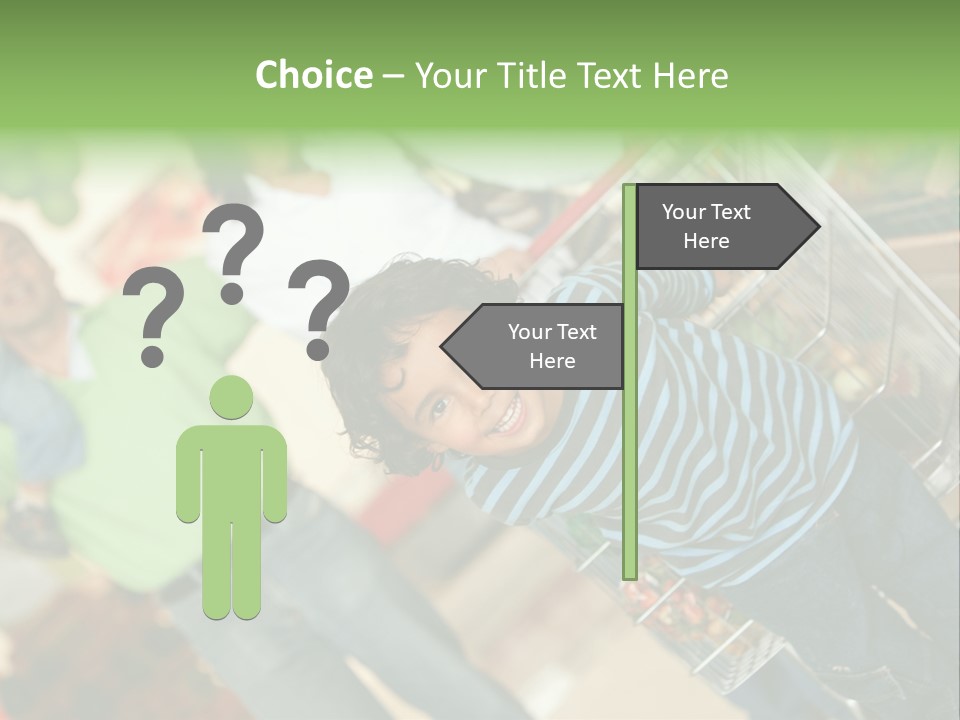 A Young Boy Standing In Front Of A Shopping Cart PowerPoint Template