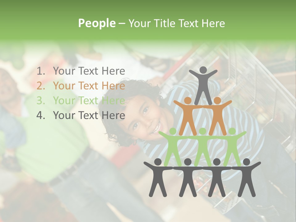 A Young Boy Standing In Front Of A Shopping Cart PowerPoint Template