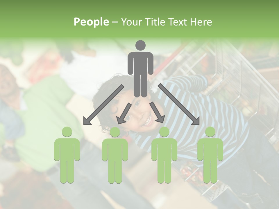 A Young Boy Standing In Front Of A Shopping Cart PowerPoint Template