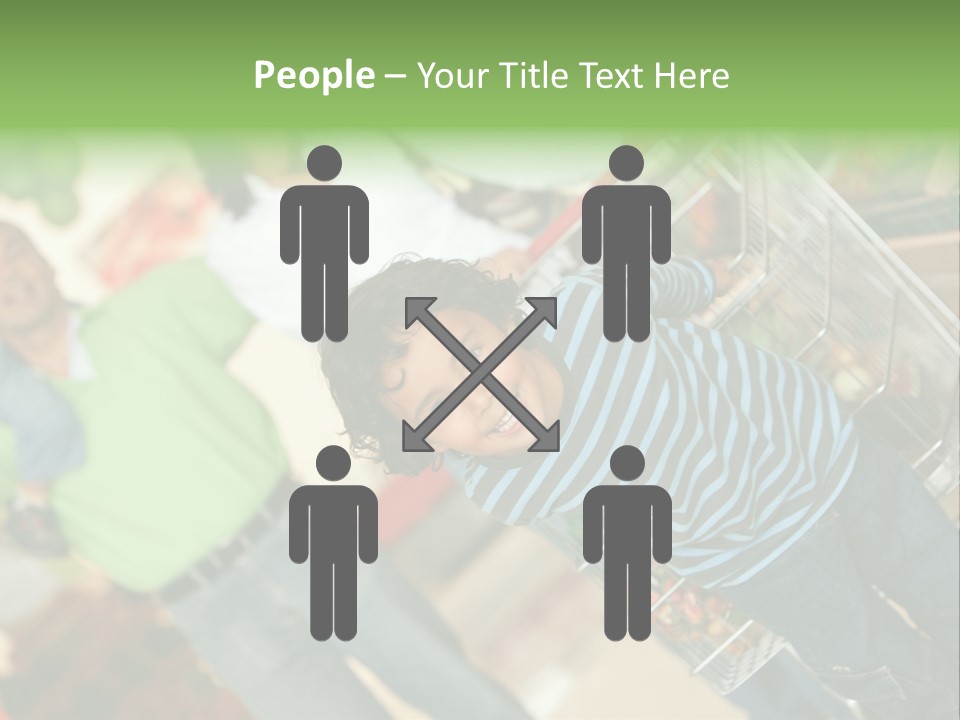 A Young Boy Standing In Front Of A Shopping Cart PowerPoint Template