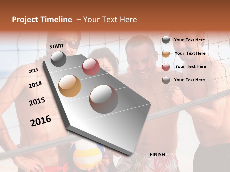 Volleyball Cheerful Ball PowerPoint Template