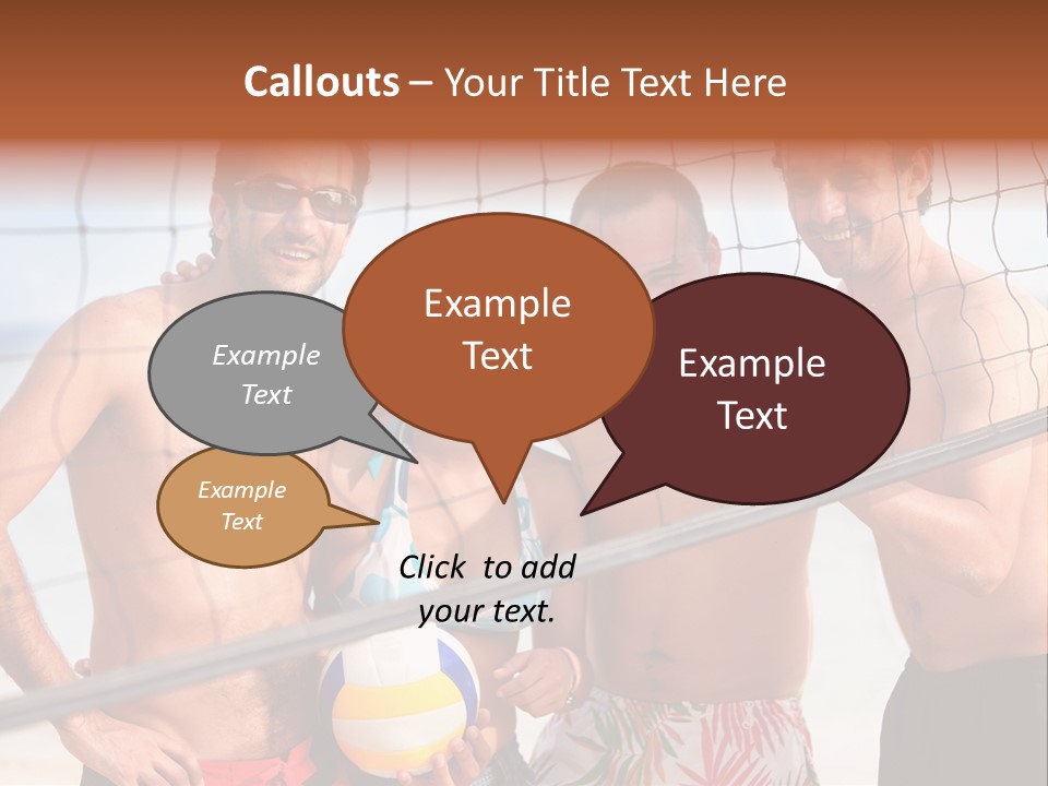 Volleyball Cheerful Ball PowerPoint Template