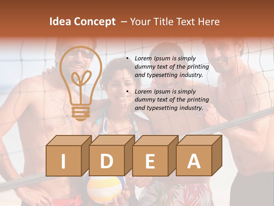 Volleyball Cheerful Ball PowerPoint Template