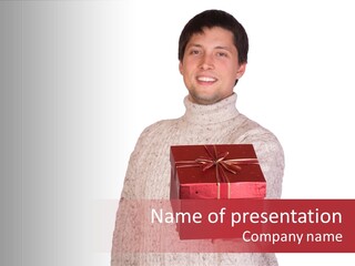 Men White Gift PowerPoint Template