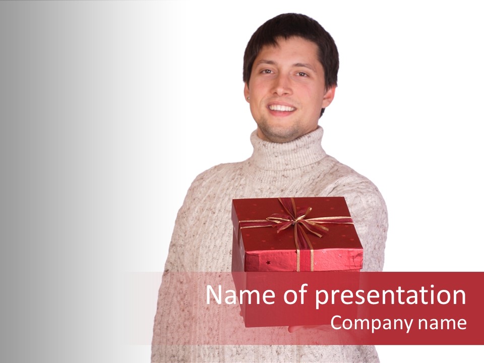 Men White Gift PowerPoint Template