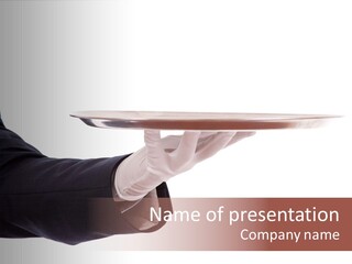 Glove Silver Waiter PowerPoint Template