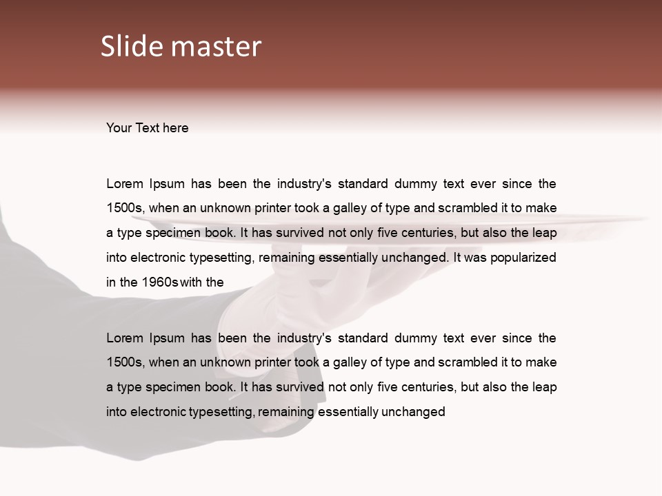 Glove Silver Waiter PowerPoint Template