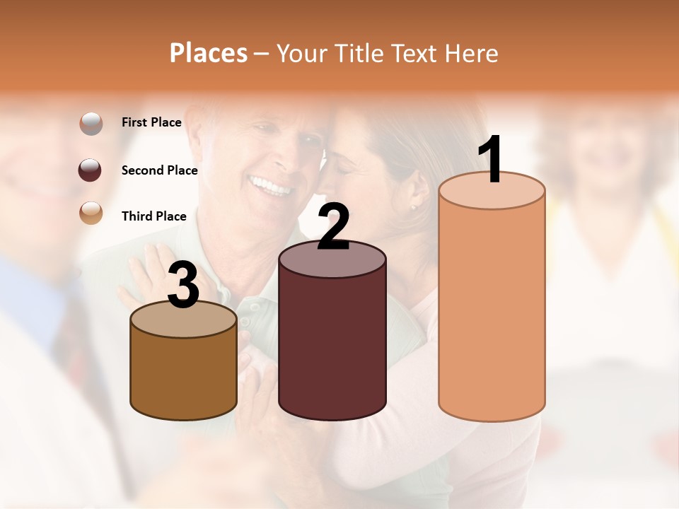 A Man And Woman Hugging Each Other In Front Of A Group Of People PowerPoint Template