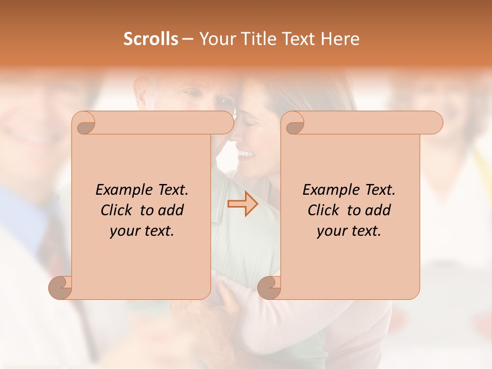 A Man And Woman Hugging Each Other In Front Of A Group Of People PowerPoint Template