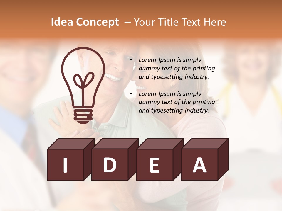 A Man And Woman Hugging Each Other In Front Of A Group Of People PowerPoint Template