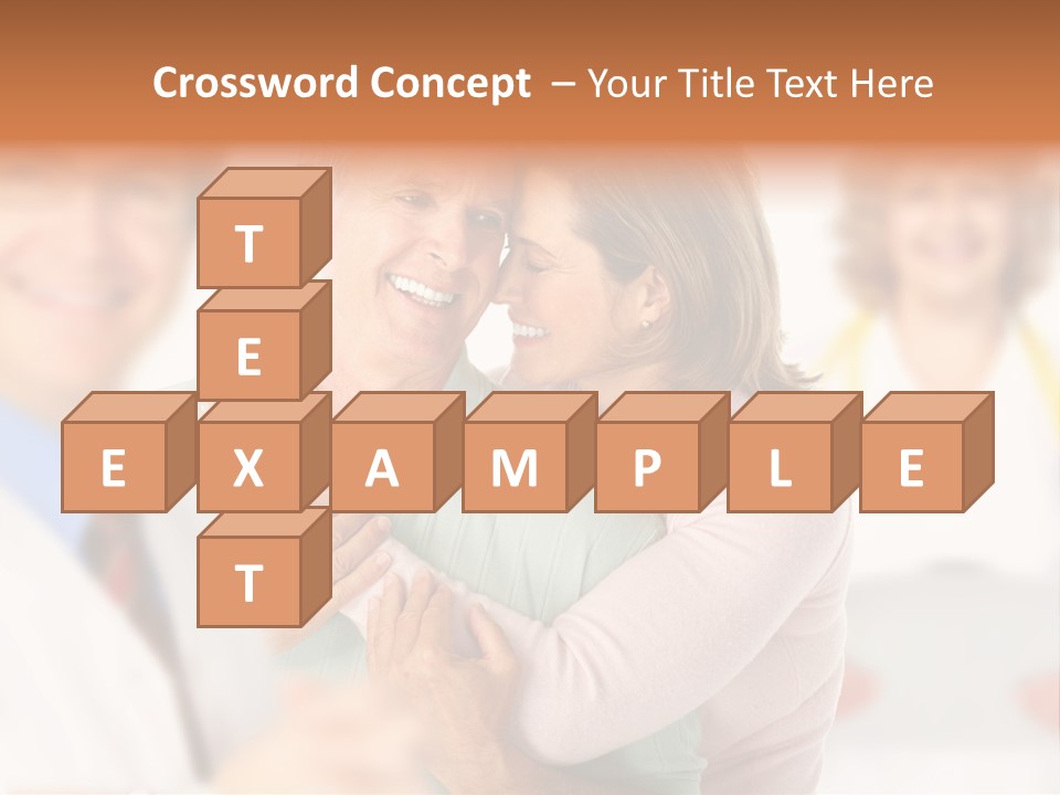 A Man And Woman Hugging Each Other In Front Of A Group Of People PowerPoint Template