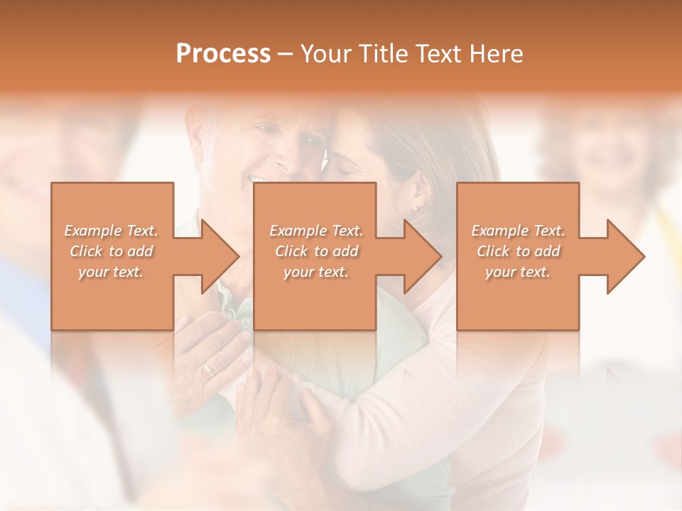 A Man And Woman Hugging Each Other In Front Of A Group Of People PowerPoint Template