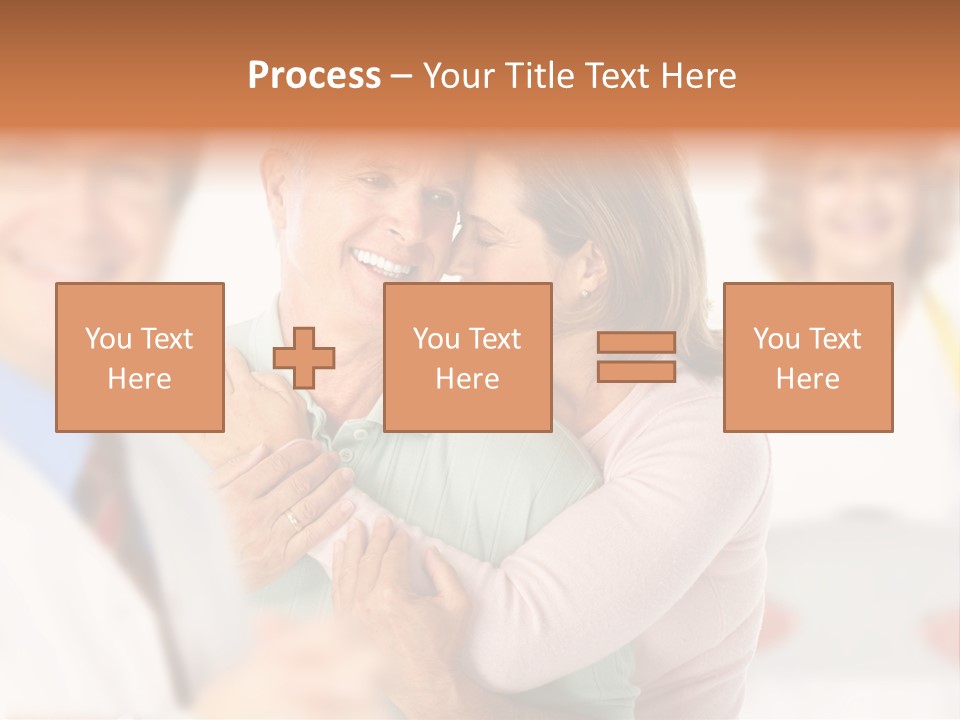 A Man And Woman Hugging Each Other In Front Of A Group Of People PowerPoint Template