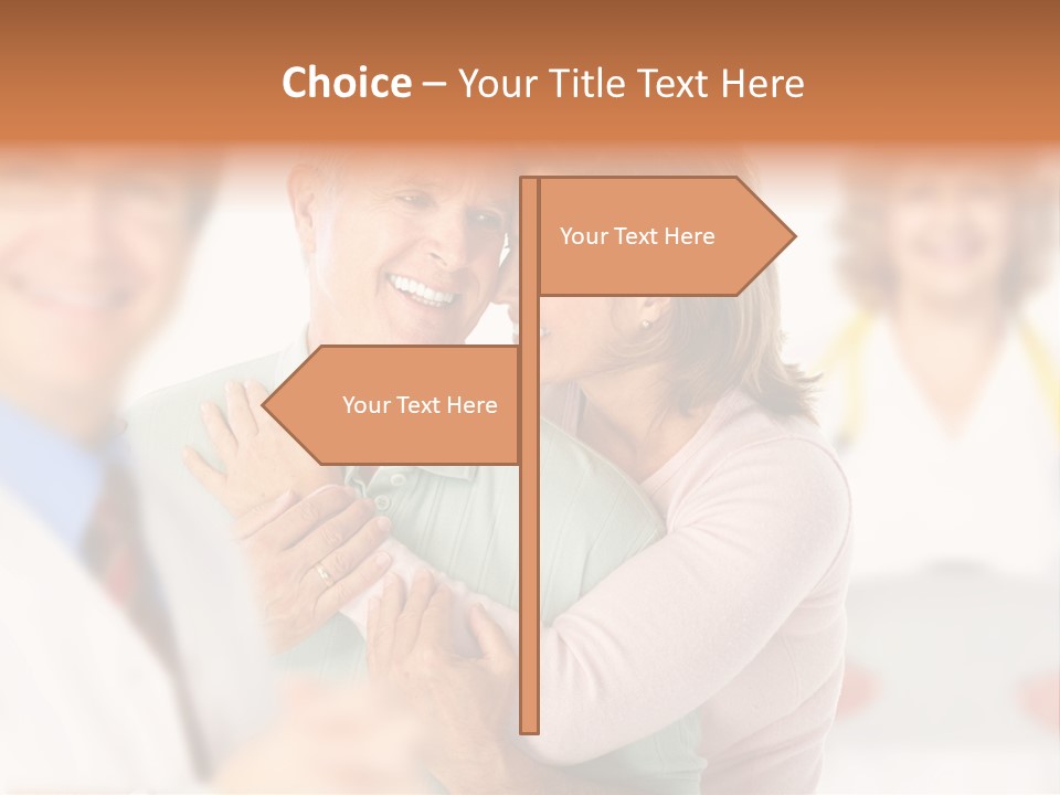 A Man And Woman Hugging Each Other In Front Of A Group Of People PowerPoint Template