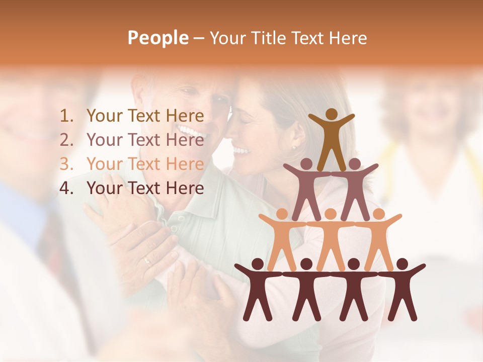 A Man And Woman Hugging Each Other In Front Of A Group Of People PowerPoint Template