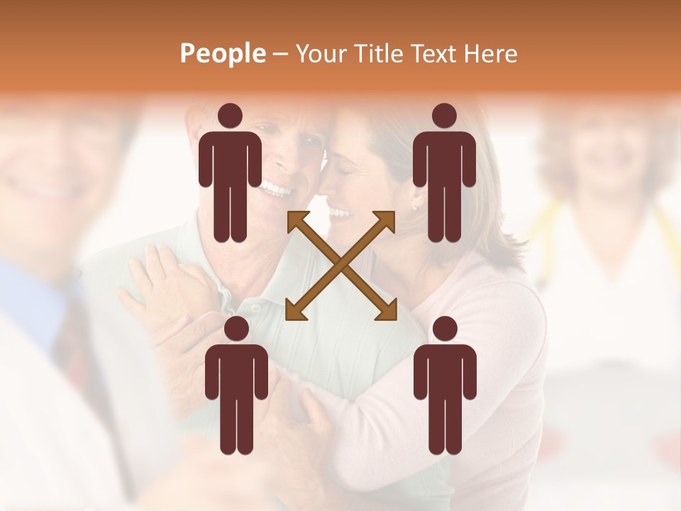 A Man And Woman Hugging Each Other In Front Of A Group Of People PowerPoint Template