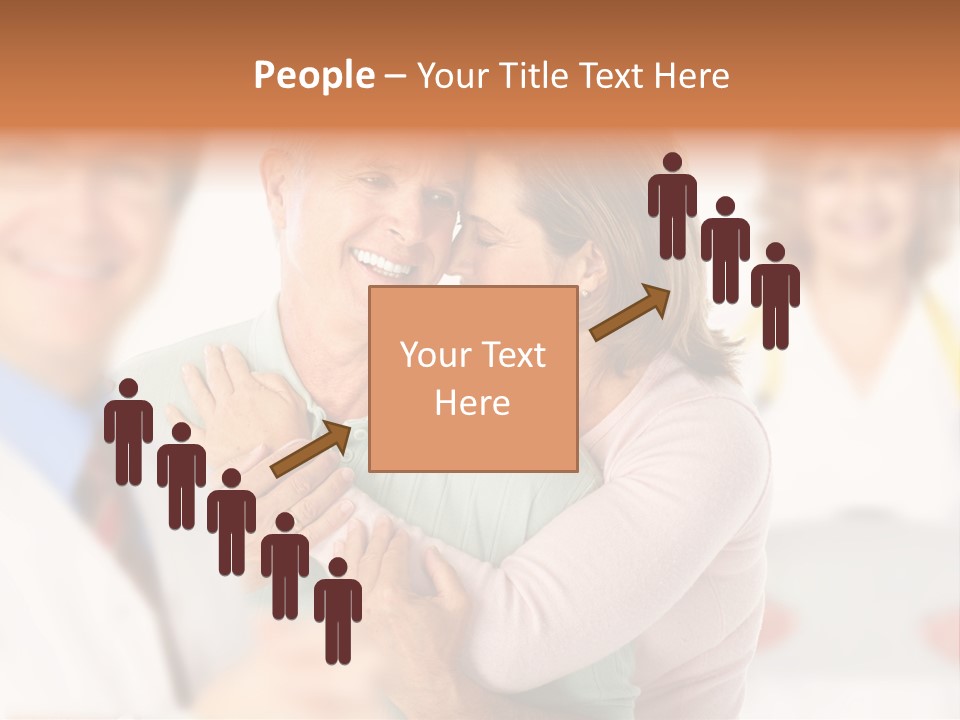 A Man And Woman Hugging Each Other In Front Of A Group Of People PowerPoint Template