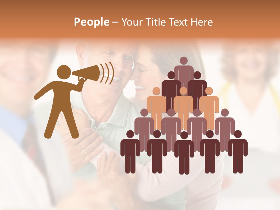 A Man And Woman Hugging Each Other In Front Of A Group Of People PowerPoint Template