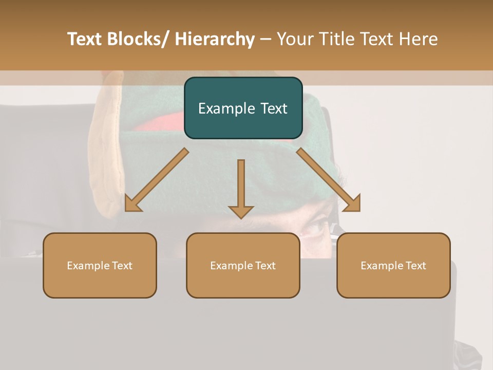 A Man Wearing A Elf Hat Sitting In Front Of A Laptop PowerPoint Template