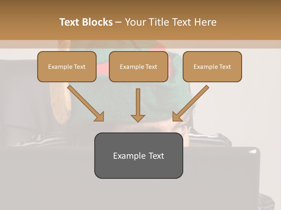 A Man Wearing A Elf Hat Sitting In Front Of A Laptop PowerPoint Template