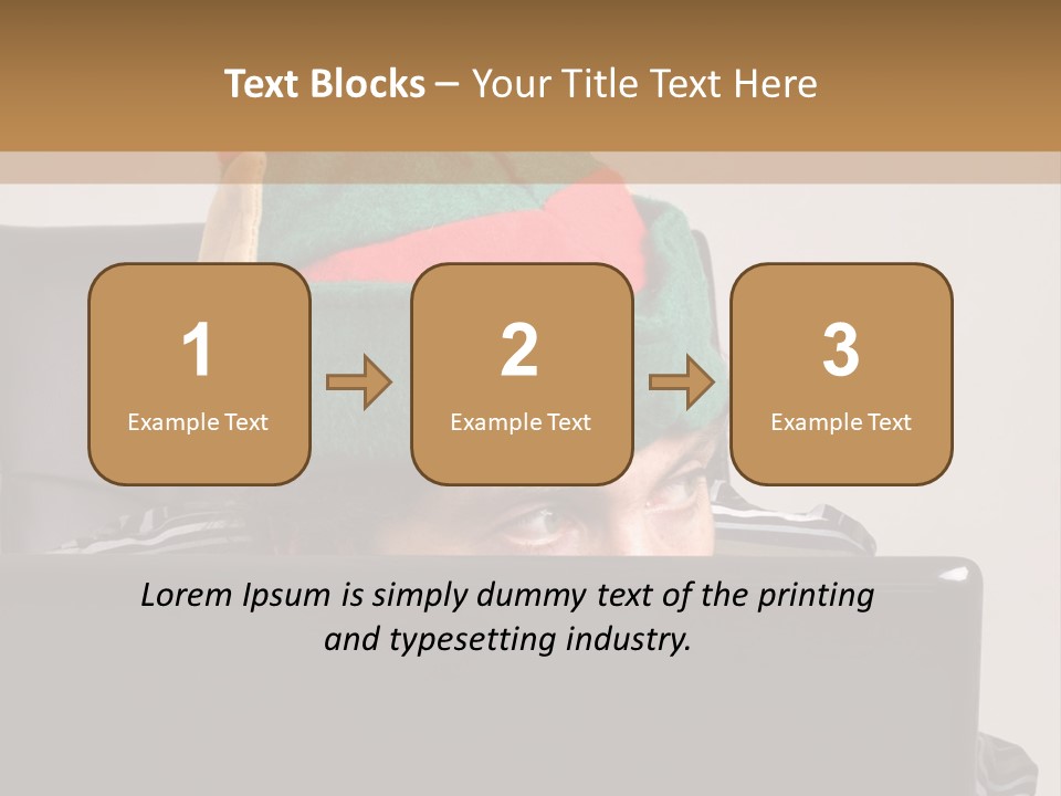 A Man Wearing A Elf Hat Sitting In Front Of A Laptop PowerPoint Template