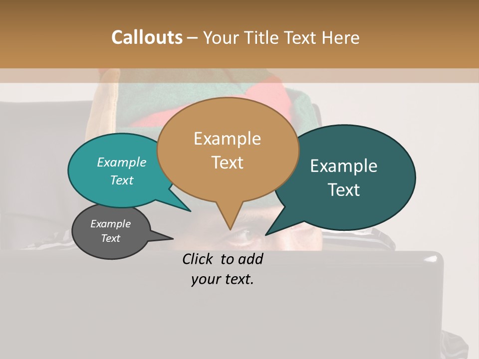 A Man Wearing A Elf Hat Sitting In Front Of A Laptop PowerPoint Template