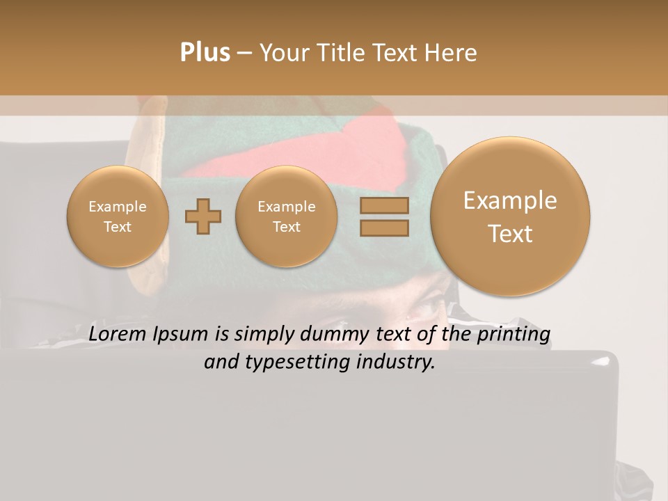 A Man Wearing A Elf Hat Sitting In Front Of A Laptop PowerPoint Template