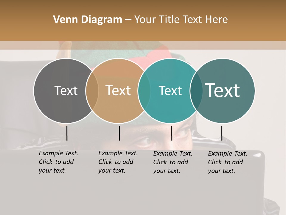 A Man Wearing A Elf Hat Sitting In Front Of A Laptop PowerPoint Template