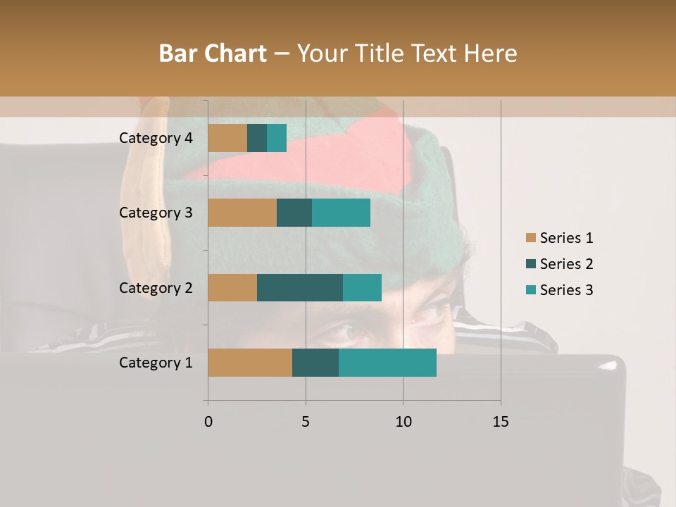 A Man Wearing A Elf Hat Sitting In Front Of A Laptop PowerPoint Template