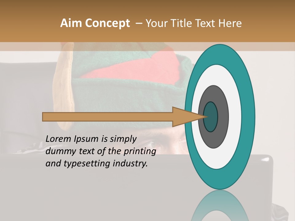 A Man Wearing A Elf Hat Sitting In Front Of A Laptop PowerPoint Template