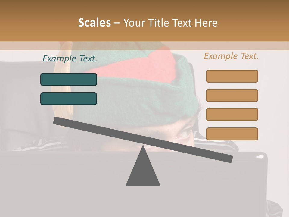 A Man Wearing A Elf Hat Sitting In Front Of A Laptop PowerPoint Template