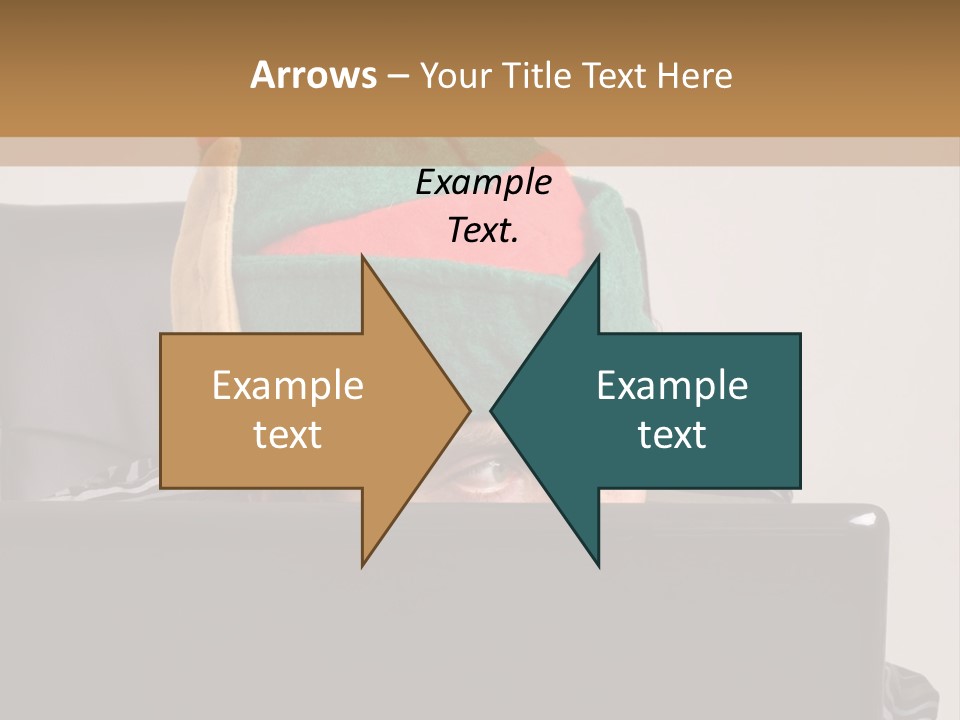 A Man Wearing A Elf Hat Sitting In Front Of A Laptop PowerPoint Template