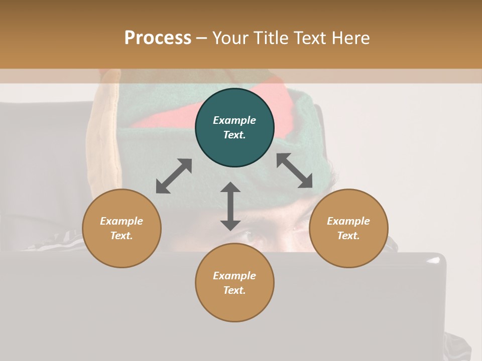 A Man Wearing A Elf Hat Sitting In Front Of A Laptop PowerPoint Template