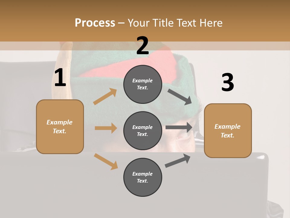 A Man Wearing A Elf Hat Sitting In Front Of A Laptop PowerPoint Template