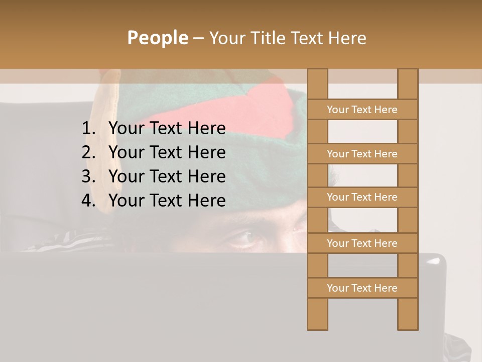A Man Wearing A Elf Hat Sitting In Front Of A Laptop PowerPoint Template