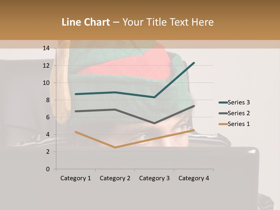 A Man Wearing A Elf Hat Sitting In Front Of A Laptop PowerPoint Template