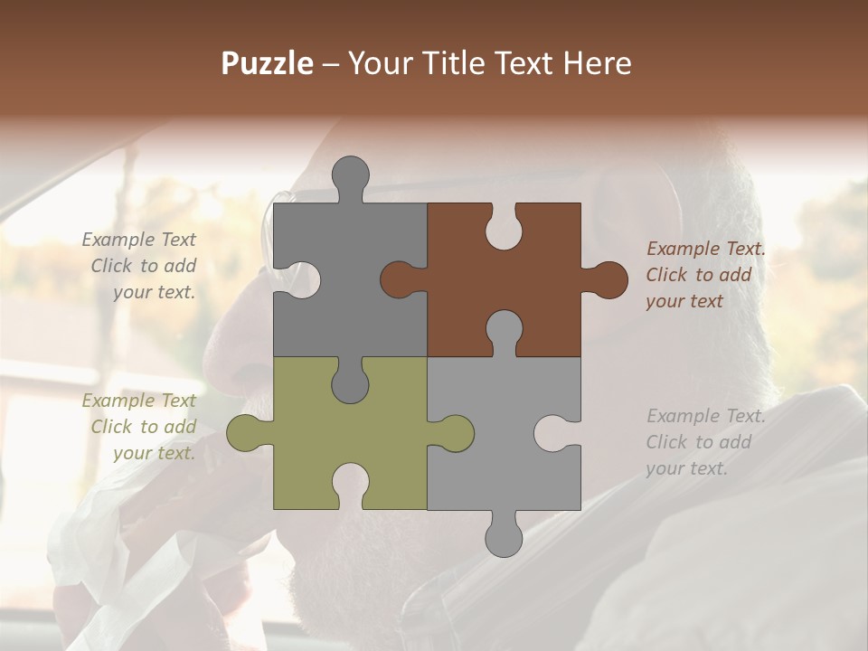 A Man In A Car Eating A Hot Dog PowerPoint Template