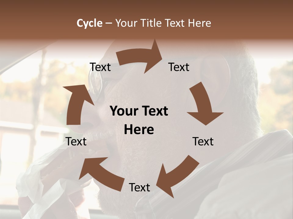 A Man In A Car Eating A Hot Dog PowerPoint Template