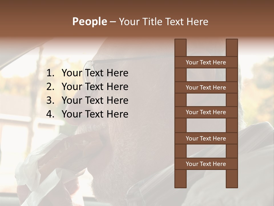 A Man In A Car Eating A Hot Dog PowerPoint Template